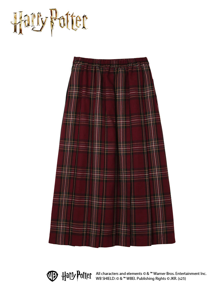 【大きいサイズ13号～19号】　チェック×無地 ロングスカート〈ハリー・ポッター〉greennout（大きいサイズ）