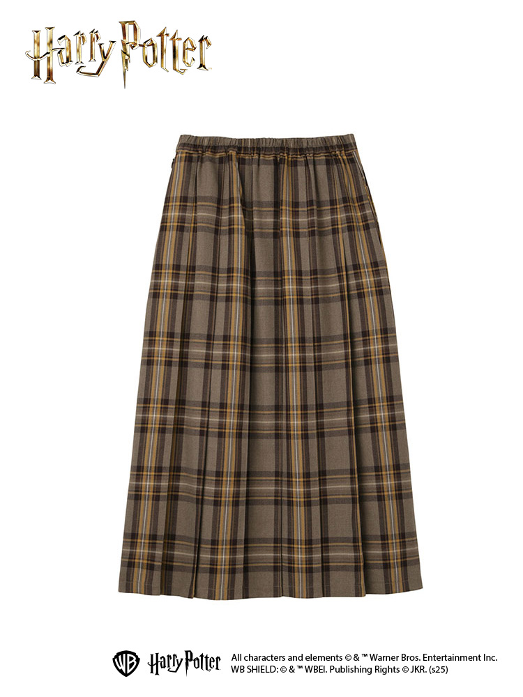 【大きいサイズ13号～19号】　チェック×無地 ロングスカート〈ハリー・ポッター〉greennout（大きいサイズ）