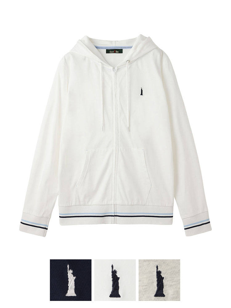 UV加工長袖ジップパーカ　(薄手）