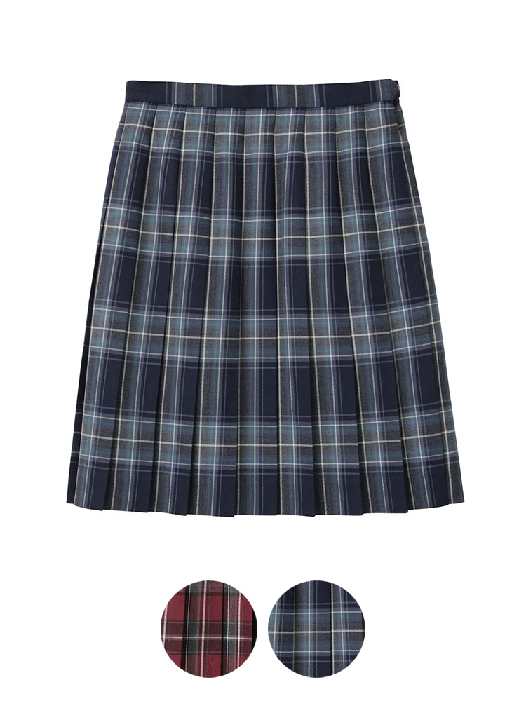 ウォッシャブル　タータンチェックスカート〈48cm丈〉裏地付