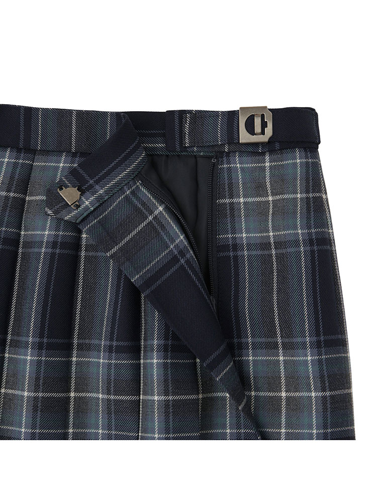 ウォッシャブル　タータンチェックスカート〈48cm丈〉裏地付