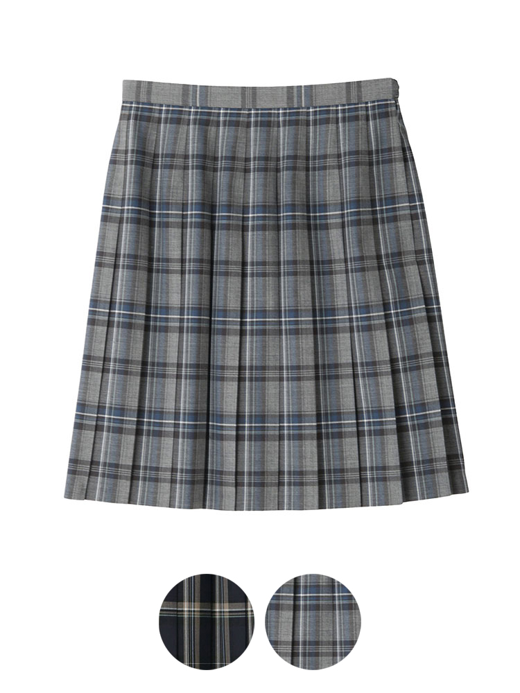 夏用　ウォッシャブル　タータンチェックスカート〈48cm丈〉裏地無し