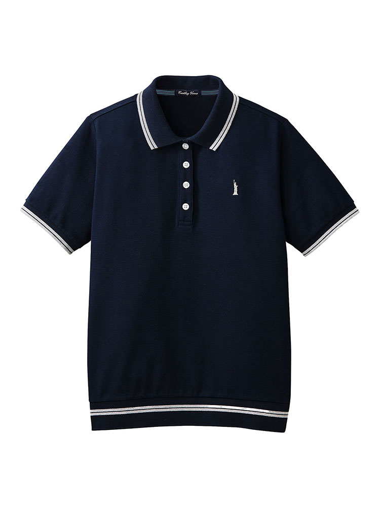 Venus ストレッチカノコポロシャツ（ライン入り）