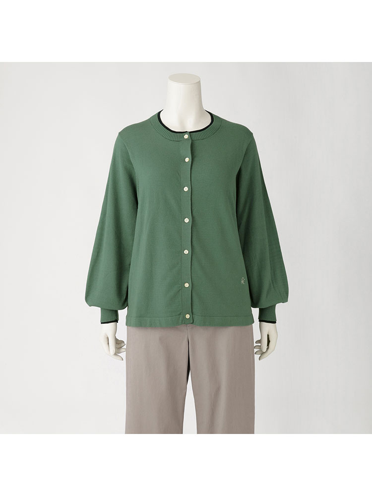 【大きいサイズ】クルーネックカーディガン　greennout