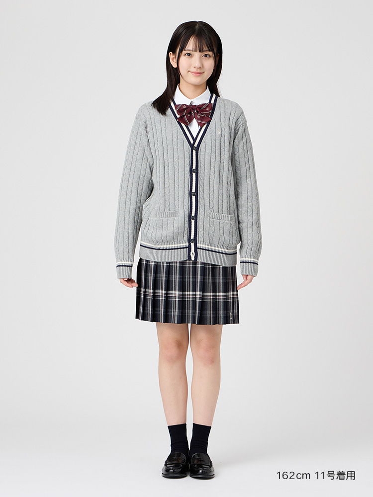 Venus 綿カーディガン7G〈ケーブル編/ライン入り〉