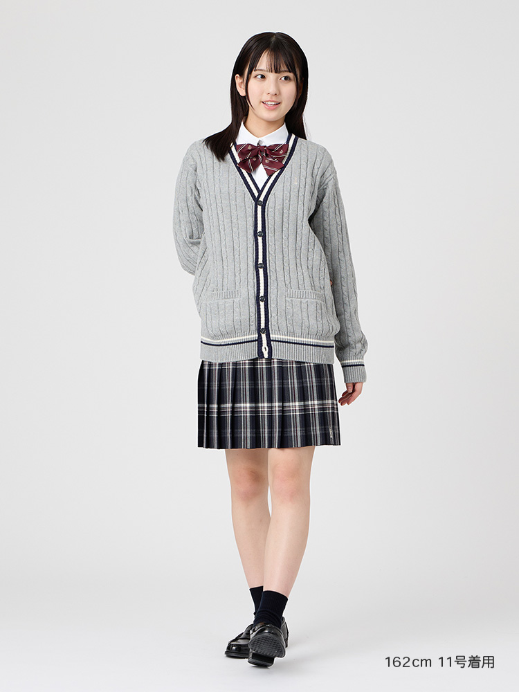 Venus 綿カーディガン7G〈ケーブル編/ライン入り〉