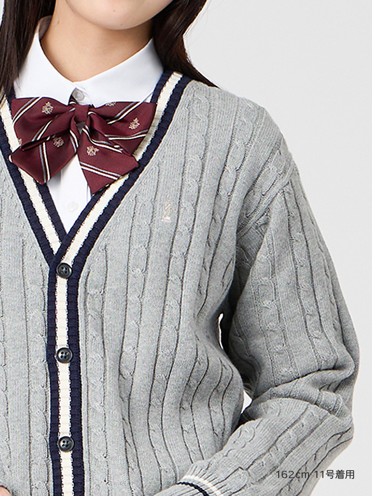 Venus 綿カーディガン7G〈ケーブル編/ライン入り〉