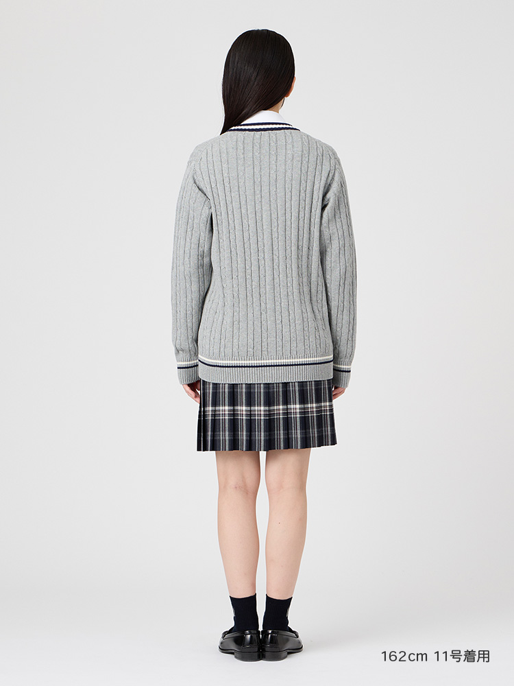 Venus 綿カーディガン7G〈ケーブル編/ライン入り〉