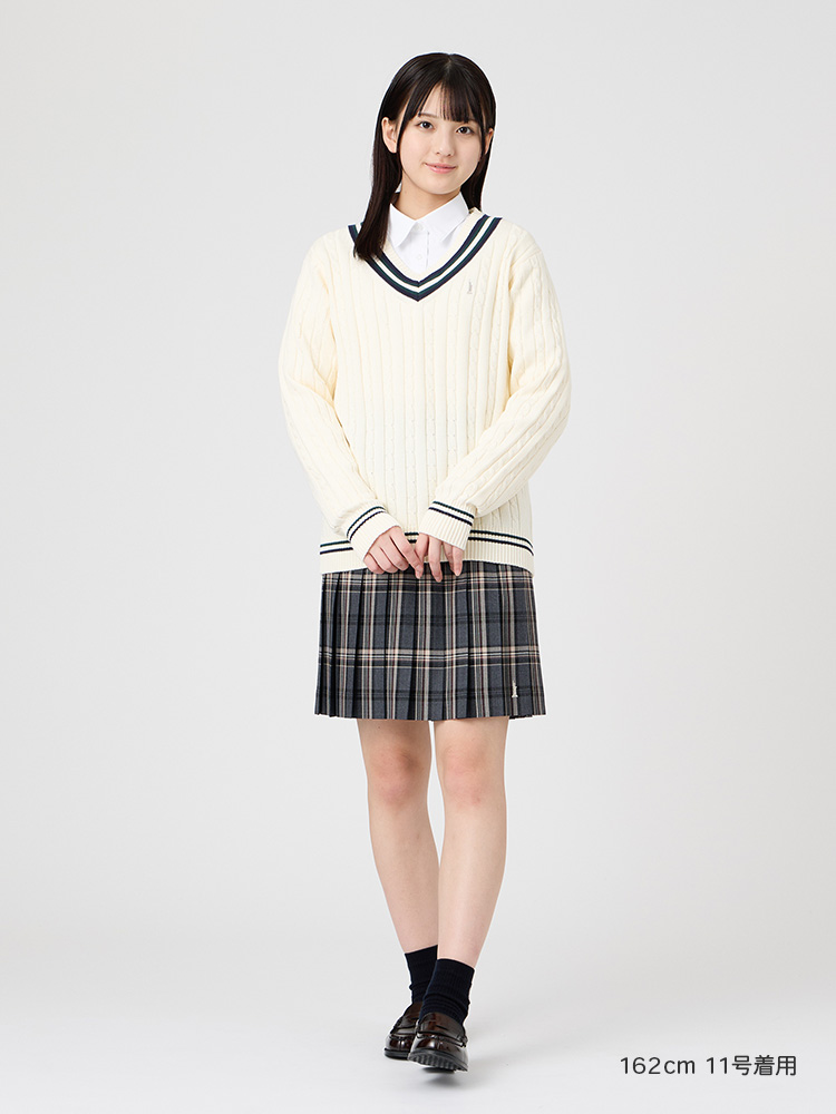 Venus 綿セーター7G〈ケーブル編/ライン入り〉