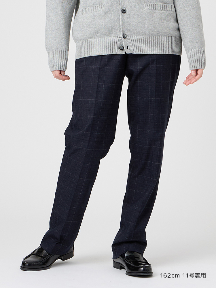 ウォッシャブル　ウィンドーペーンチェックパンツ