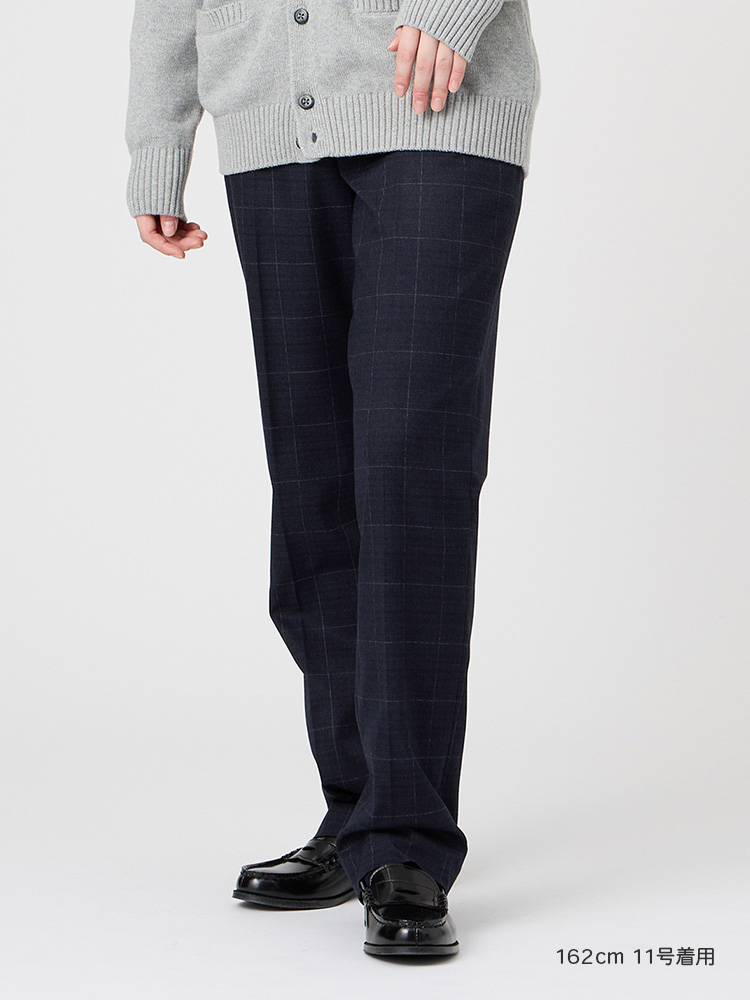 ウォッシャブル　ウィンドーペーンチェックパンツ