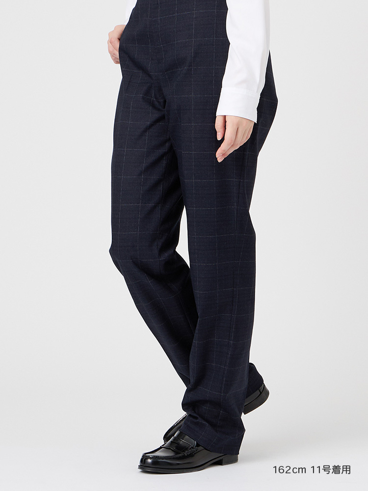 ウォッシャブル　ウィンドーペーンチェックパンツ