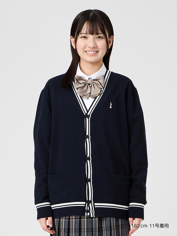 Venus 綿カーディガン12G〈ライン入り〉ハイゲージ（薄手）