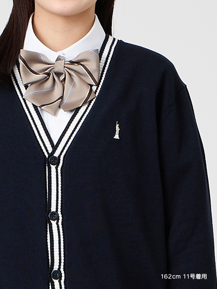 Venus 綿カーディガン12G〈ライン入り〉ハイゲージ（薄手）