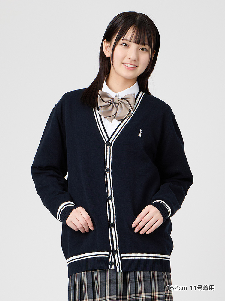 Venus 綿カーディガン12G〈ライン入り〉ハイゲージ（薄手）