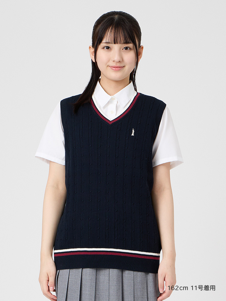 【薄手】Venus COOLMAXベスト12G〈ケーブル編/ライン入り〉薄手