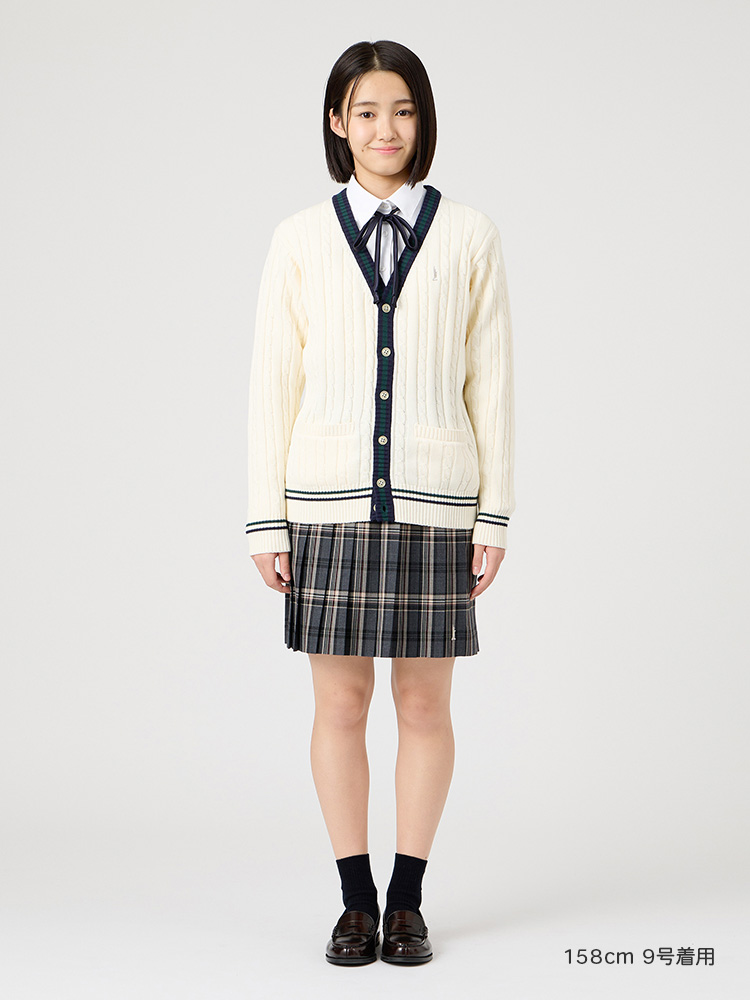 Venus 綿カーディガン7G〈ケーブル編/ライン入り〉