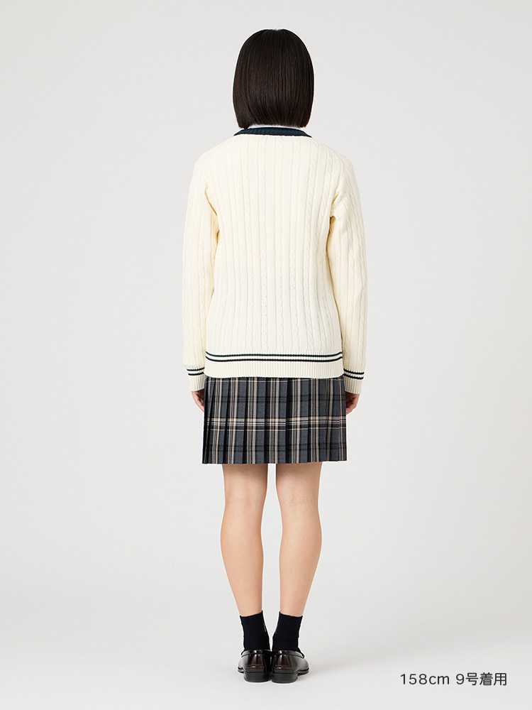 Venus 綿カーディガン7G〈ケーブル編/ライン入り〉