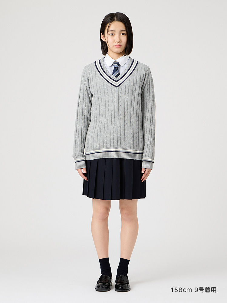 Venus 綿セーター7G〈ケーブル編/ライン入り〉