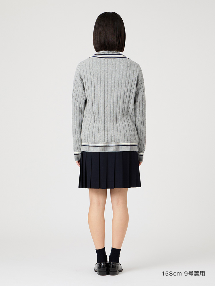 Venus 綿セーター7G〈ケーブル編/ライン入り〉