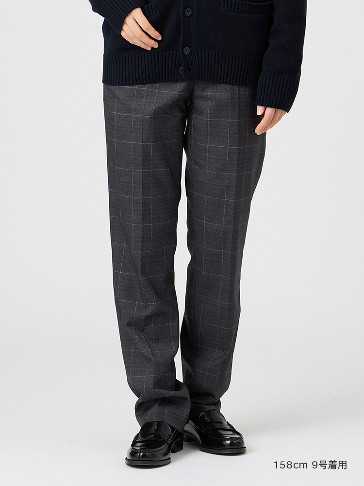 ウォッシャブル　ウィンドーペーンチェックパンツ