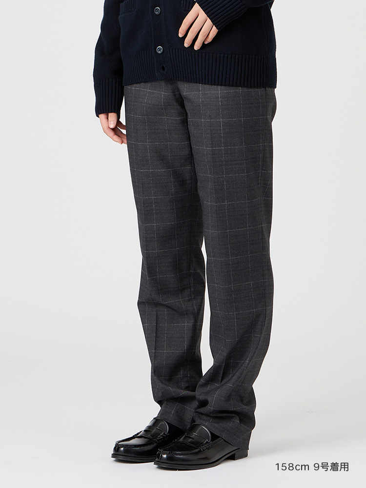 ウォッシャブル　ウィンドーペーンチェックパンツ